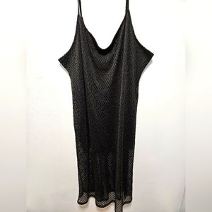 Black lace mesh plus size maxi dress.